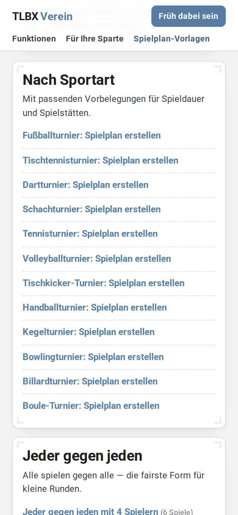 Schritt 2: Sportart aussuchen